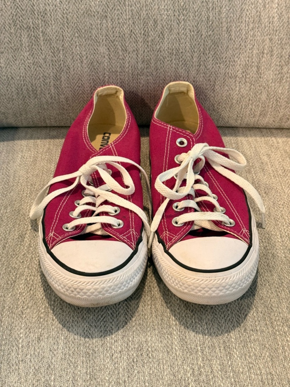 Converse Pink Maroon Low-Top Canvas Sneakers with White Laces